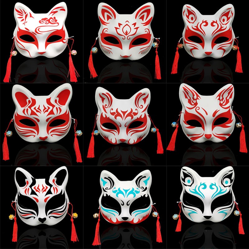 29hA Foxes Mask Japanese Cosplay Rave Hand-Painted Anime Demon Slayer ...