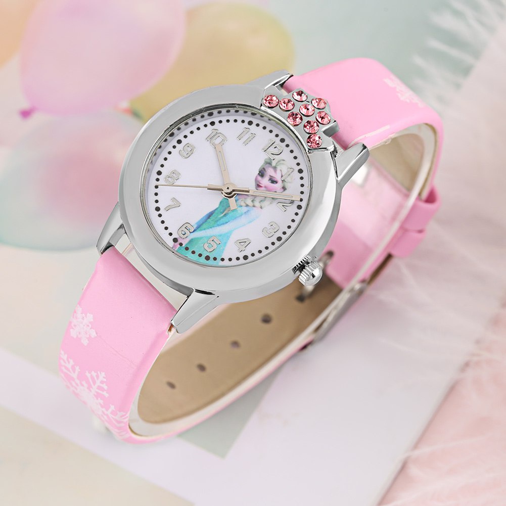 5F6S Disney Cartoon Elsa Frozen Watch for Girls Fashion Pink Elsa ...