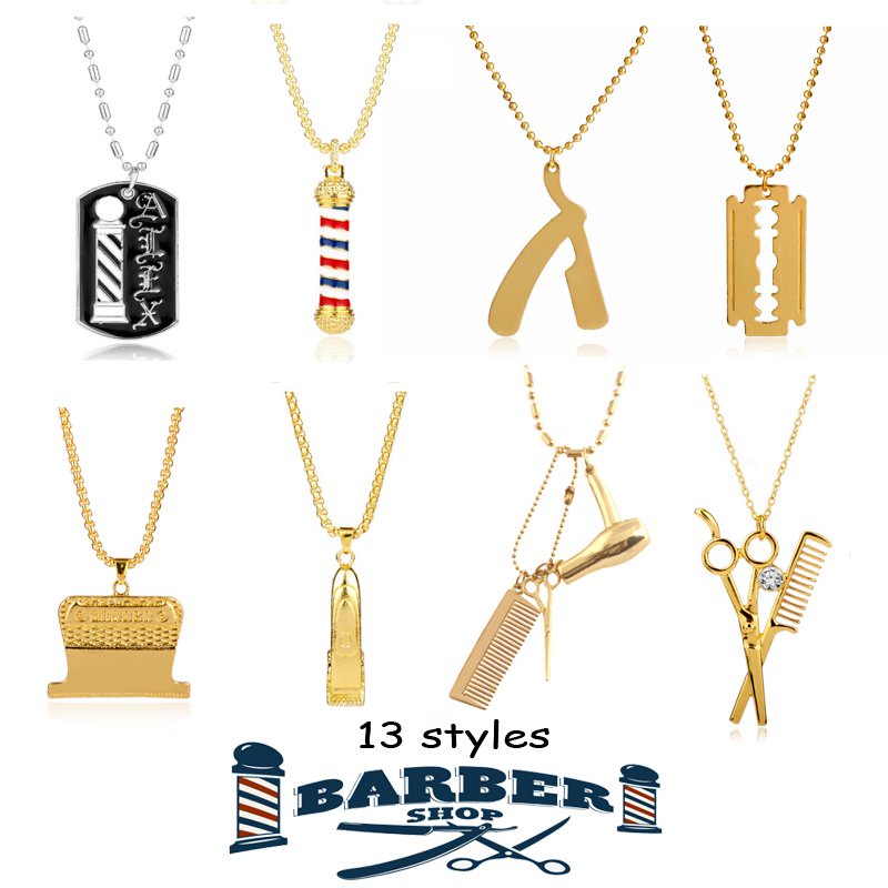 Shop Necklace Hair Dresser Tools 3D Barber Pole Razor Dryer Scissors ...