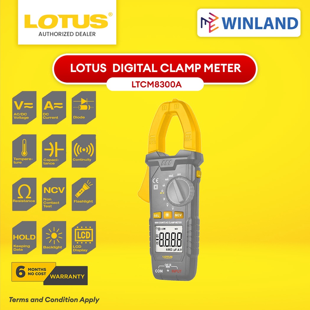 Lotus by Winland Digital Clamp Meter 6000C Multimeter Multi Tester w