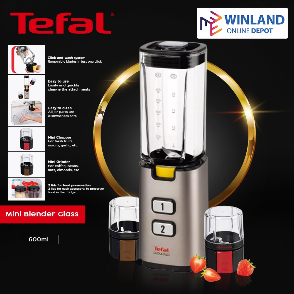 Tefal by Winland Fruit Sensation Mini Blender Glass 600ml w/ Grinder 2