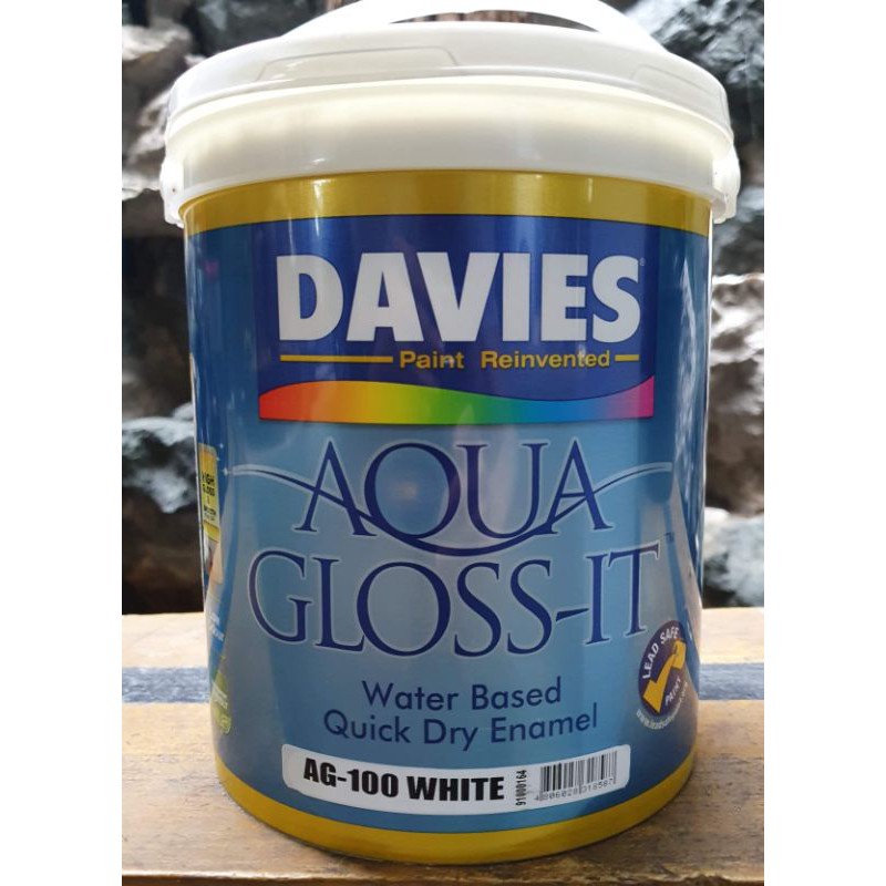 Aqua Glossit AG100 White 4L Davies Aqua Gloss It Water Based Enamel Paint 4 Liters 1 Gallon