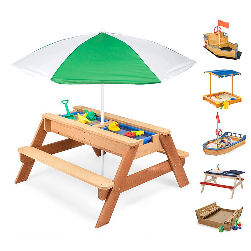 3-in-1design garden outdoor toys toddler sandpit wooden kids sandbox ...