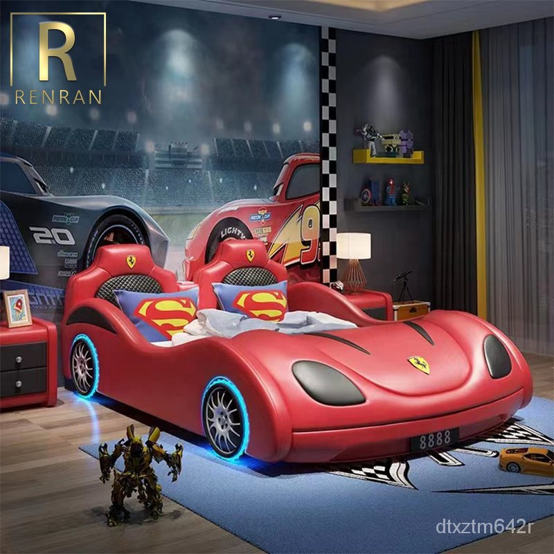 Modern kids bedroom furniture good quality leather kids car shape bed