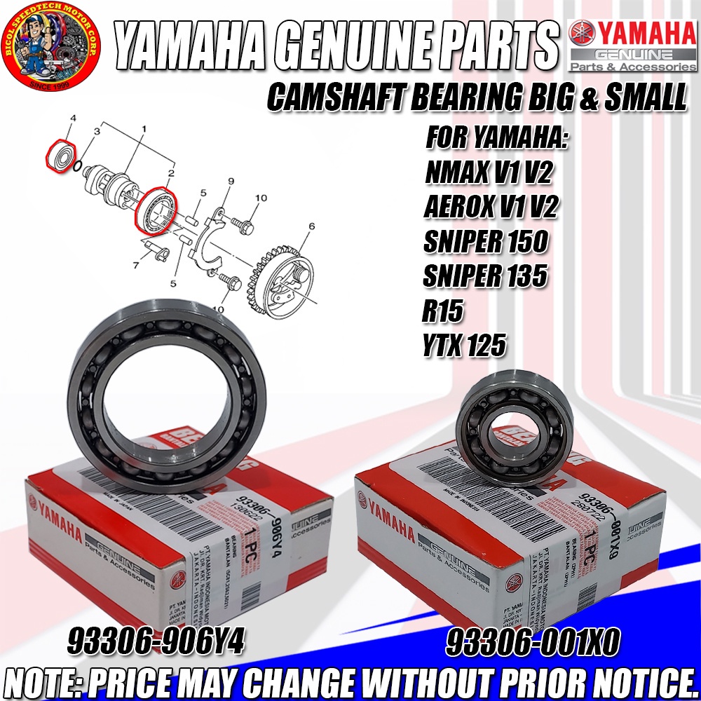 ♦ NMAX V1 V2 /AEROX V1 V2 /SNIPER 150 CAMSHAFT BEARING BIG & SMALL (GENUINE 93306906Y4/93306