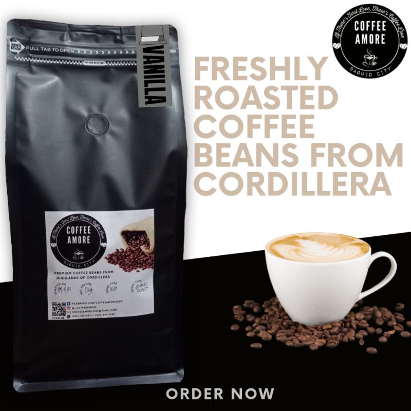 COFFEE AMORE Vanilla Flavored Coffee Beans / Grounds (KETOFRIENDLY