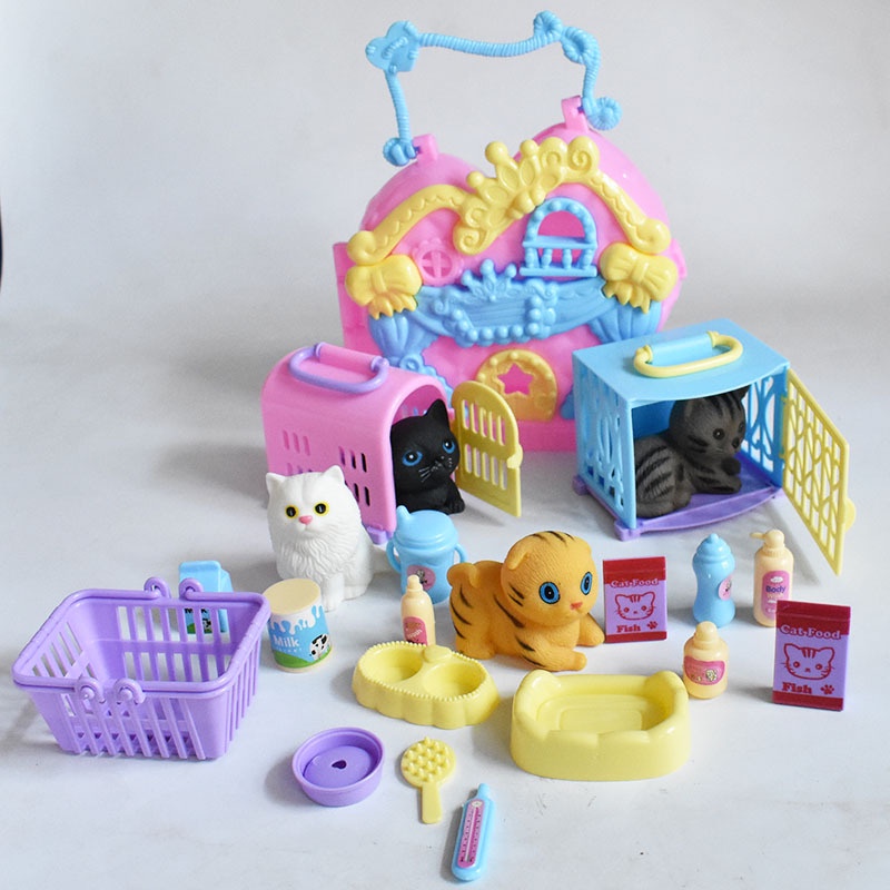 New dog cat pet shop set toy pinch soft rubber care home children play