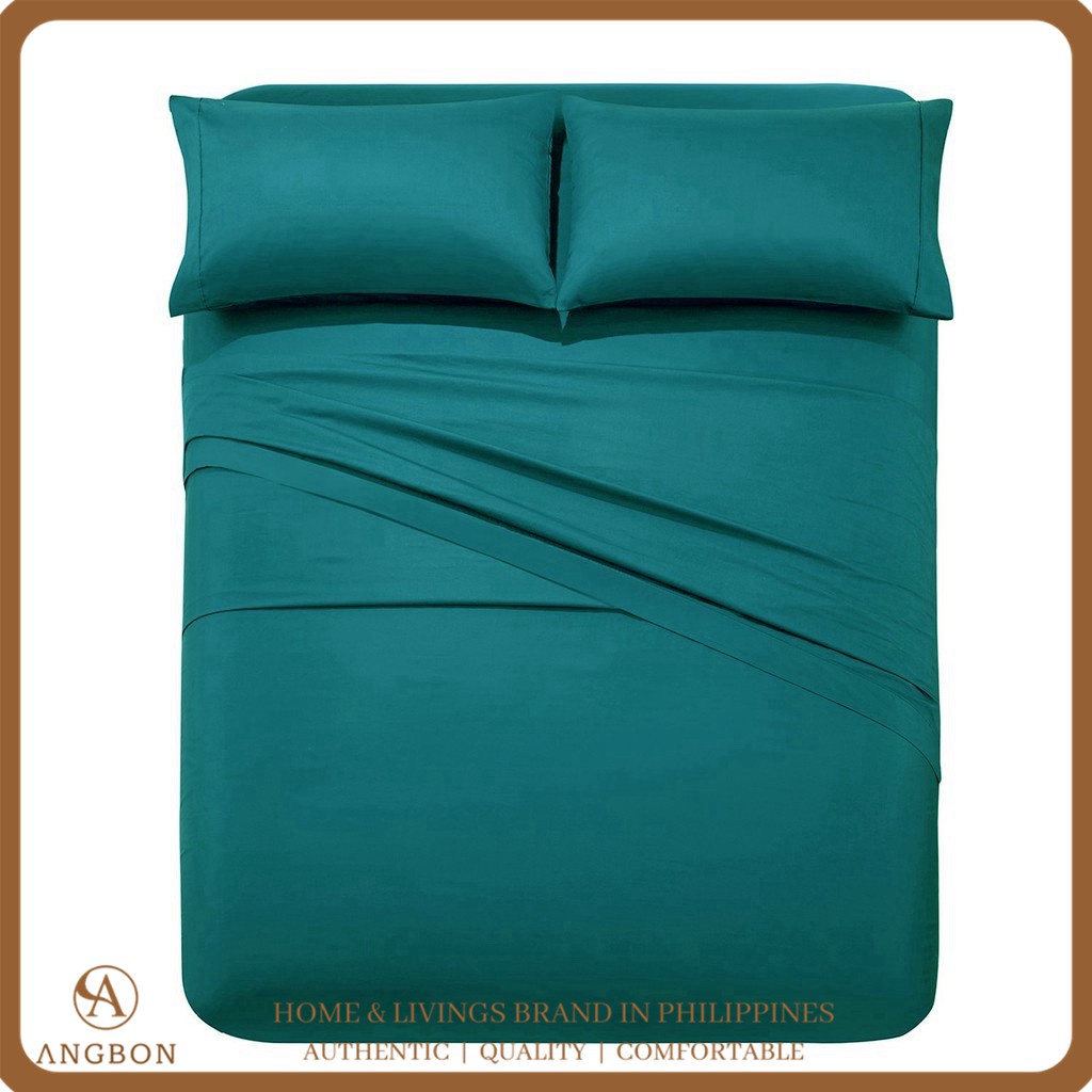 ﺴ☁Angbon US Cotton 4in1 Double Size Bed Sheet 54"*75"*8" Fitted Sheet