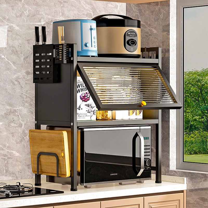 Kitchen Shelf Microwave Countertop Rack With Cabinet Door Cabinet dish ...