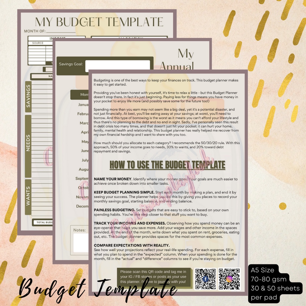 BUDGET TEMPLATE / BUDGET TRACKER NOTEPAD (Non-Sticky-Tearable) A5 Size ...