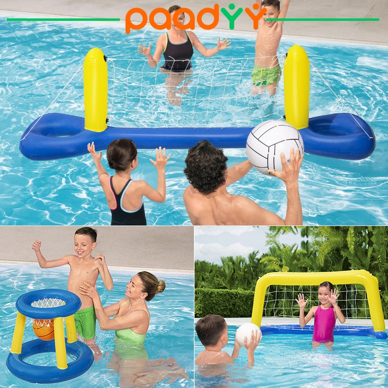 Kids and Adults Swimming Game Toys Volleyball Net & Basketball Hoops ...