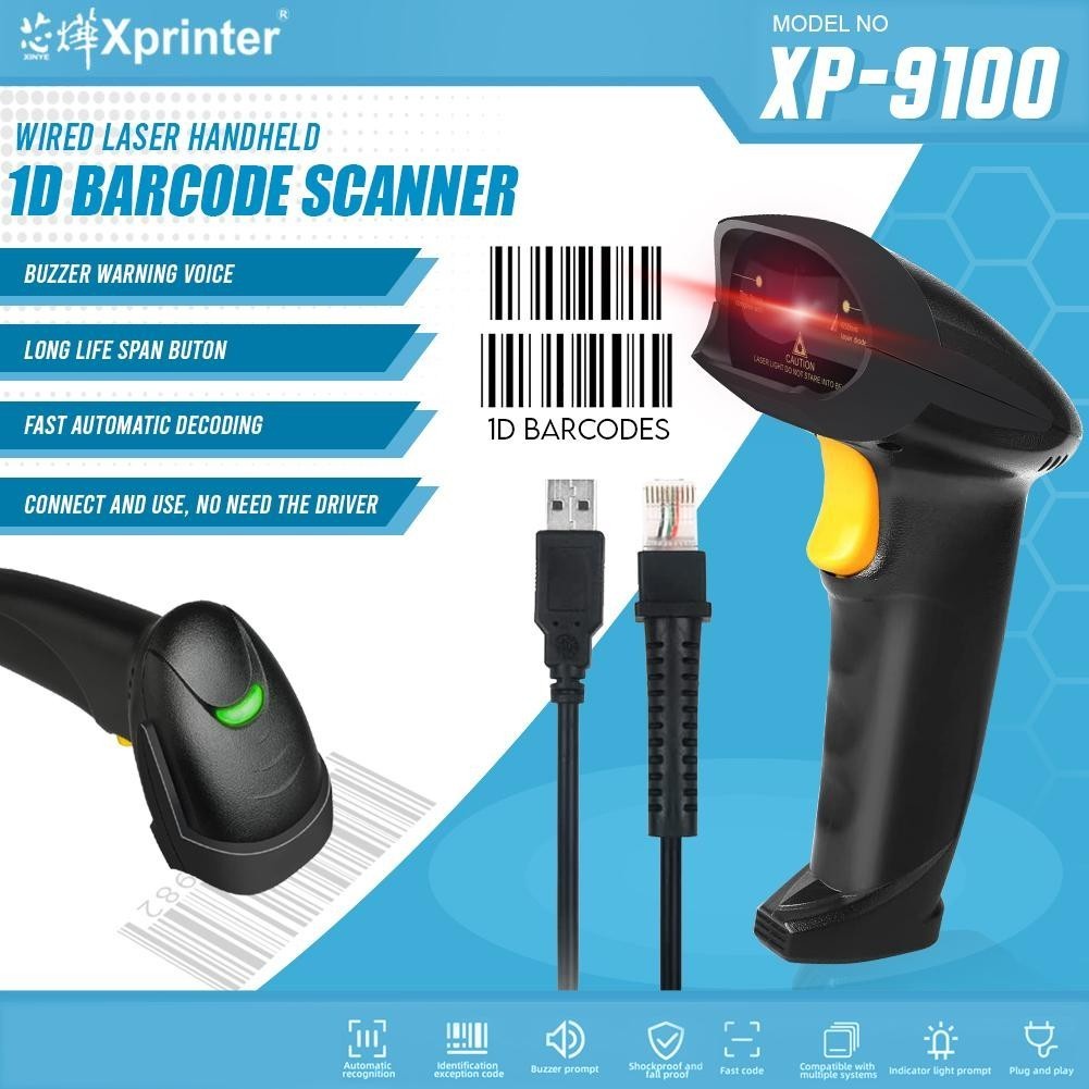 Xprinter XP-9100 Handheld 1D Barcode Scanner Wired USB Type Portable ...