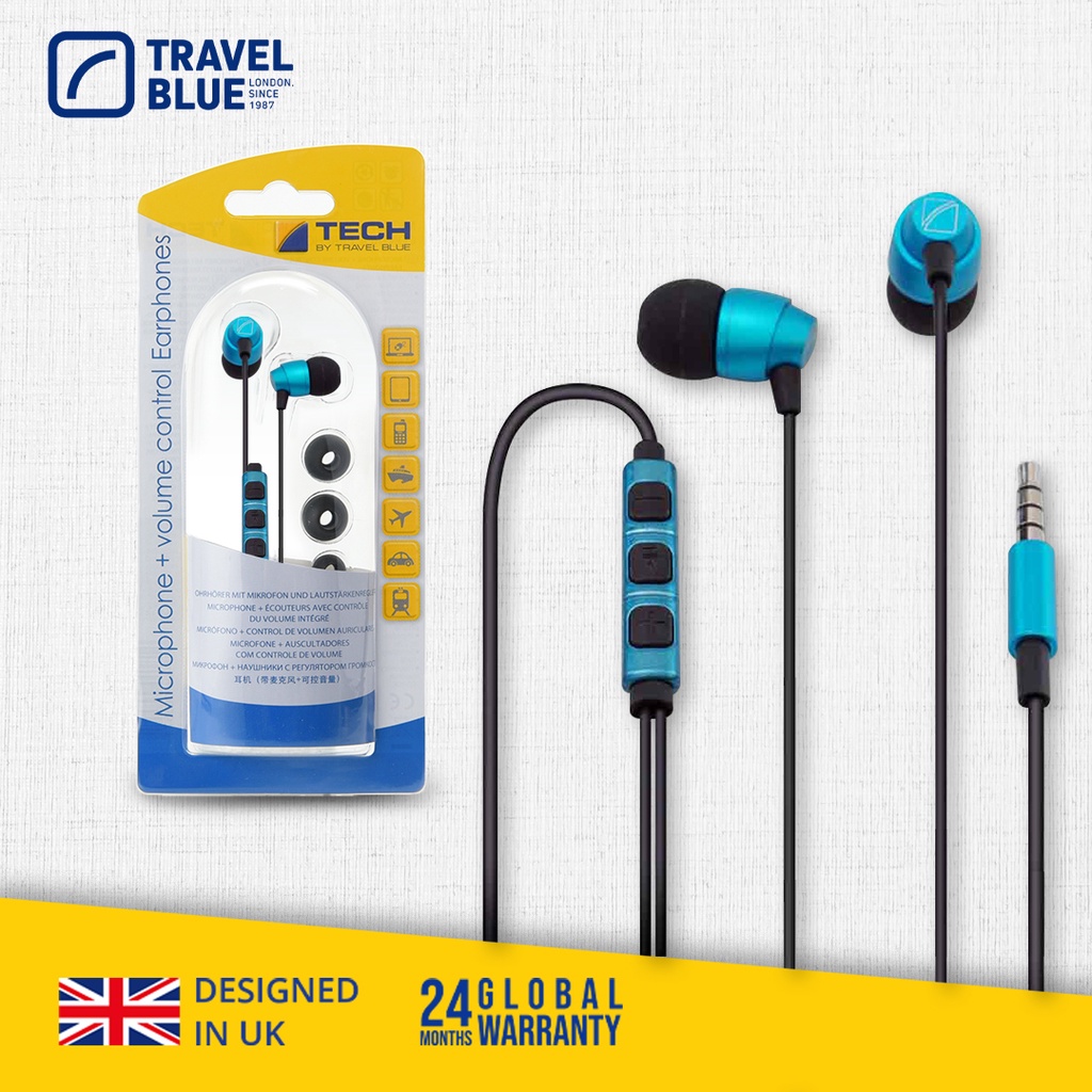 TRAVEL BLUE PREMIUM MIC VOLUME CONTROL EARPHONES TB555 Shopee