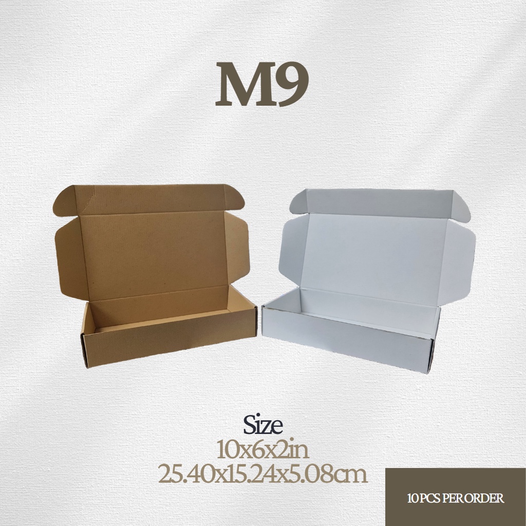 M9 10x6x2inches/Mailer Box/Brown&White/10pcs per pack Shopee Philippines