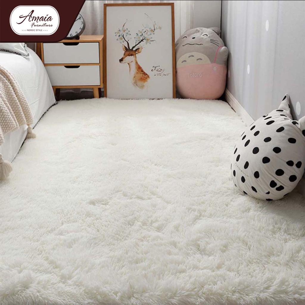 Amaia Plain Color Home Fluffy Carpet 80x120/160cm & 150x180cm Washable
