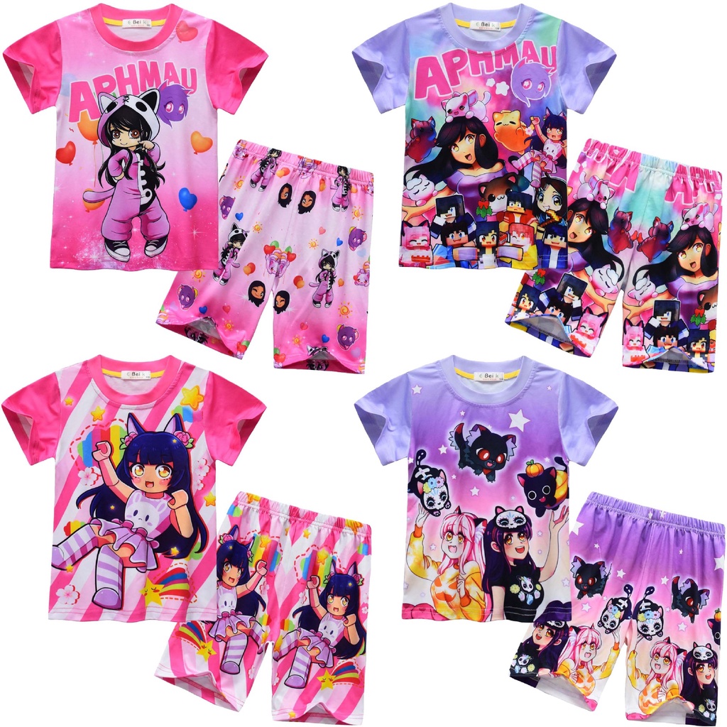 Aphmau Girls Clothes Set Summer Kids Tshirt Pants Casual Sport Suits ...