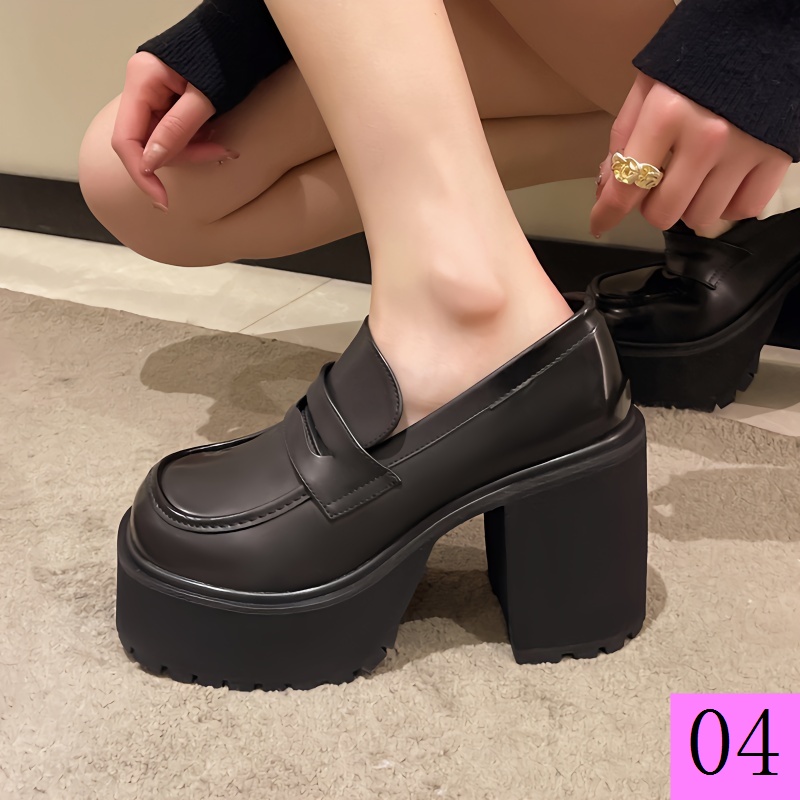 Mary Jane High Heels 8cm Thick Heel Japanese jk Shoes Female British Style Thick Soled Small Leather Increased Loafers Spring Shopee Philippines