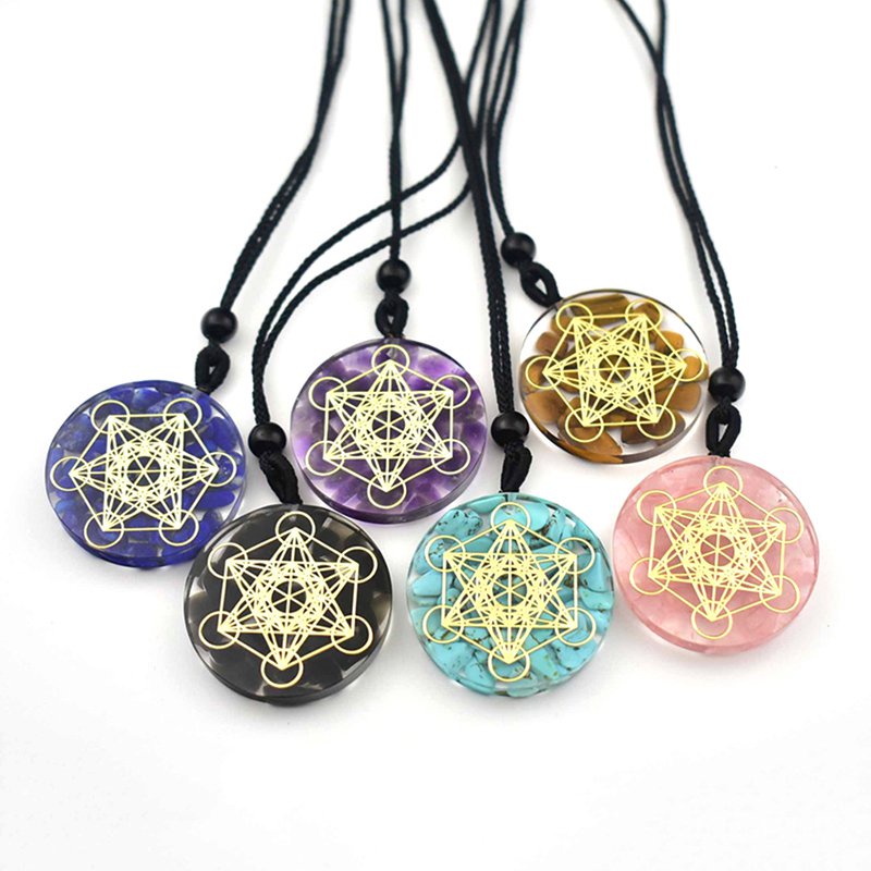 Orgonite Pendant Necklace Metatron Cube Resin Pendant Cosmic Healing