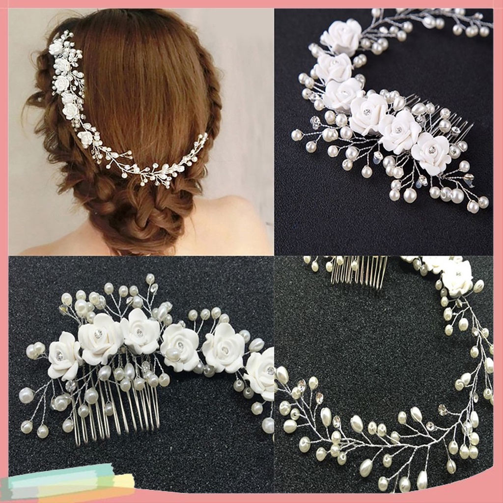 [LK] Women Handmade Jewelry Bridal Headpiece Hair Pin Clip Flower Faux