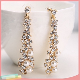 Fashion Long Dangle Earrings Baroque Water Drop Crystal Clear Earrings