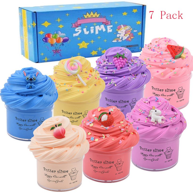 Funny Slime with 7 Pack Premium Cloud Slime Kit, Include Candy Ice ...