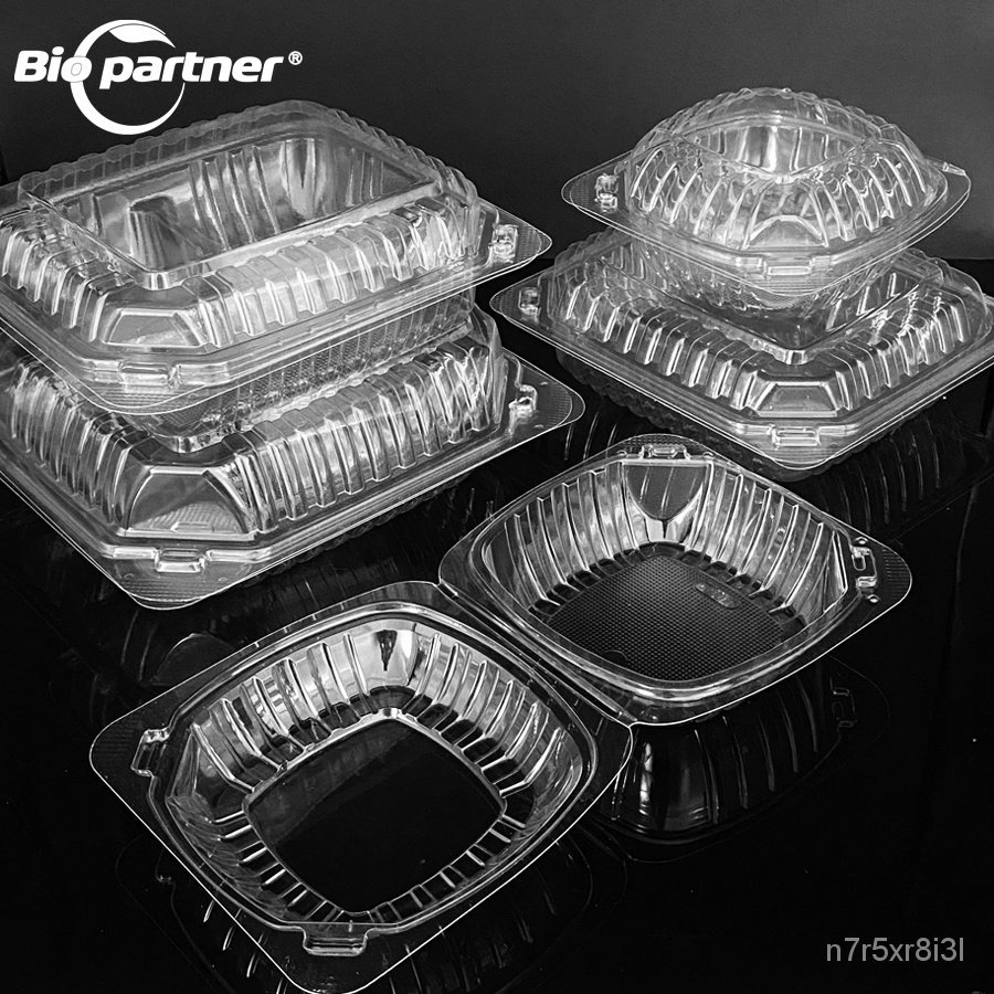 Wholesale disposable plastic packaging clear blister box 3 compartment BOPS clamshell food
