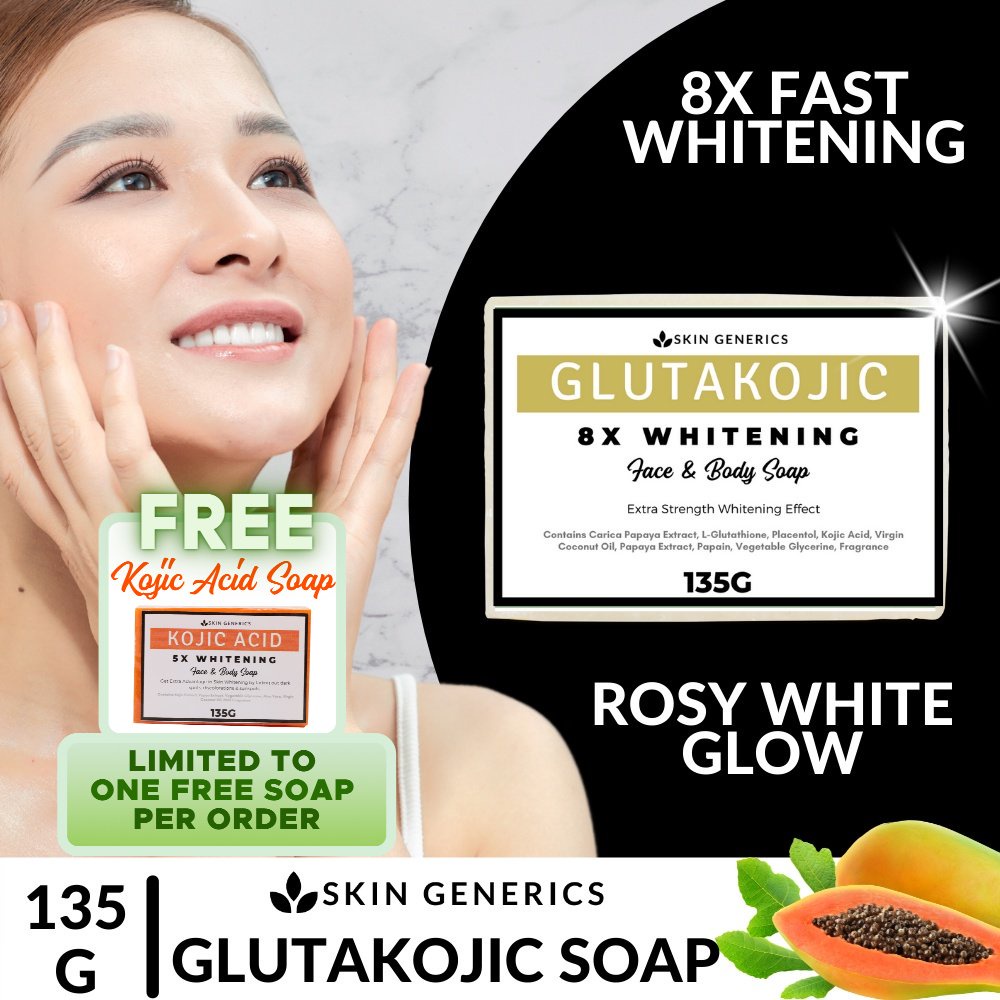 8X FAST WHITENING ] SkinGenerics Glutakojic Organic Soap Lightens and