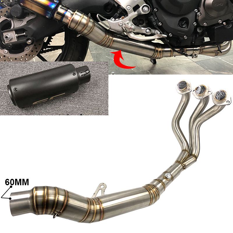Kone 60MM Full Set Motorcycle Moto Exhaust Pipe Plus Front Engine Link