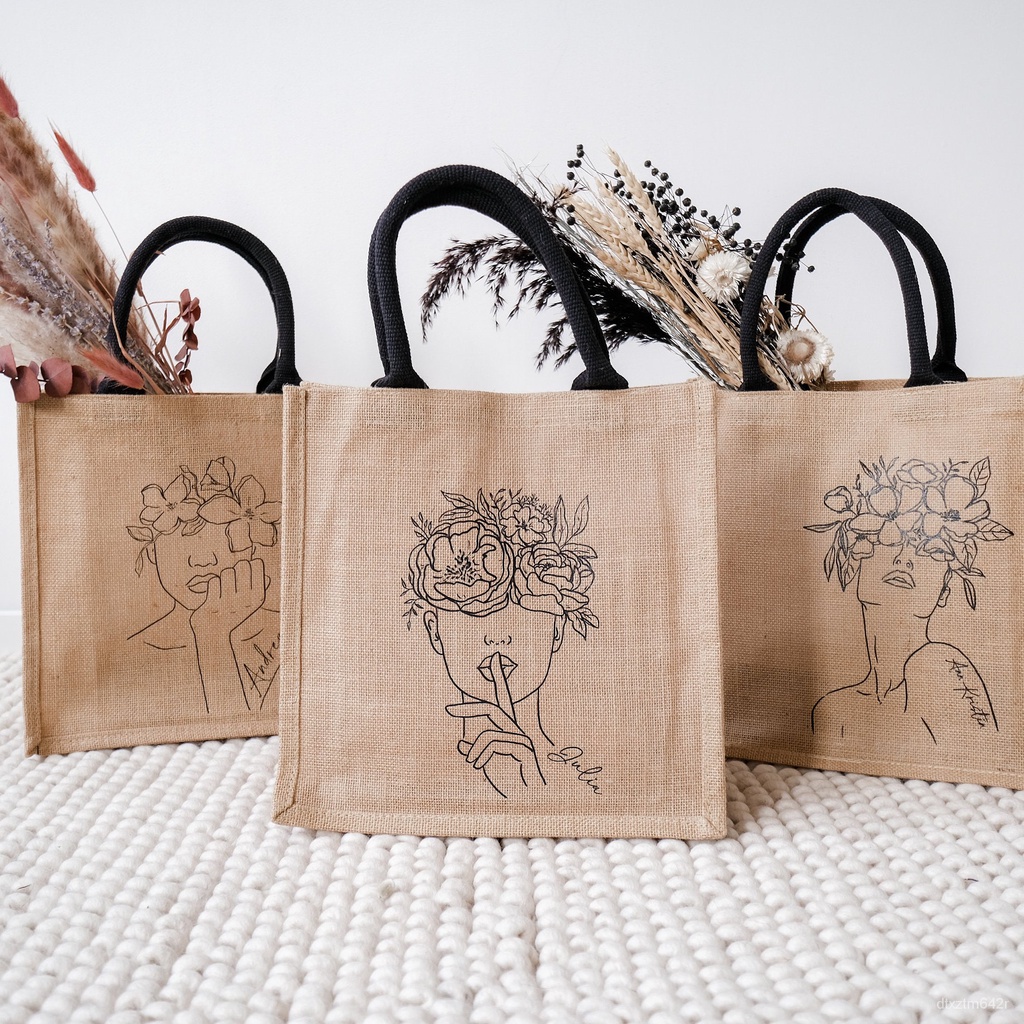 eco friendly custom name extra large Teacher Gift Tote Bag jute bag