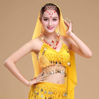 New Sexy Belly Dance Bra Top Chiffon Halloween Costume with Gold