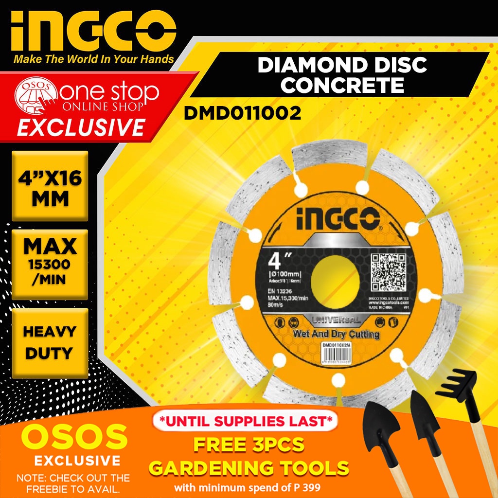 INGCO Wet & Dry Diamond Disc 4" for Angle Grinder for Bricks Limestone Stone Concrete DMD011002