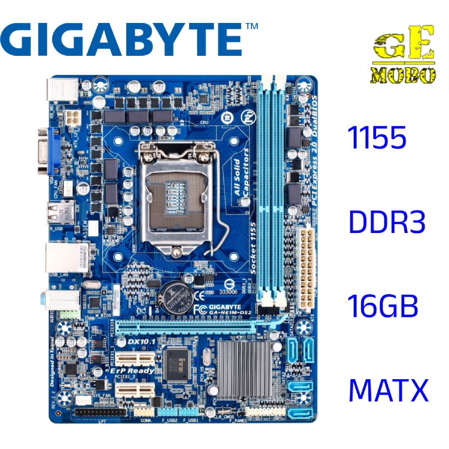 ⚡For Gigabyte H61MDS2 PCIE 3.0 Socket 1155 DDR3 H61 Motherboard Intel