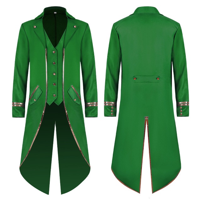 Lovskoo 2024 Men And Womens Steampunk Gothic Jacket Vintage Tailcoat Medieval Frock Coat High Collar Long Sleeve Halloween Cosplay Pirate Tuxedo Renaissa