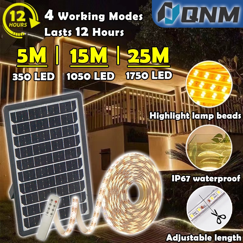 QNM solar led strip light 5M 15M 25M with Remote Auto ON IP67 solar ...
