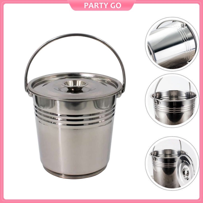 Stainless Steel Litter Box Waste Basket Garbage Can Pail Portable Trash ...