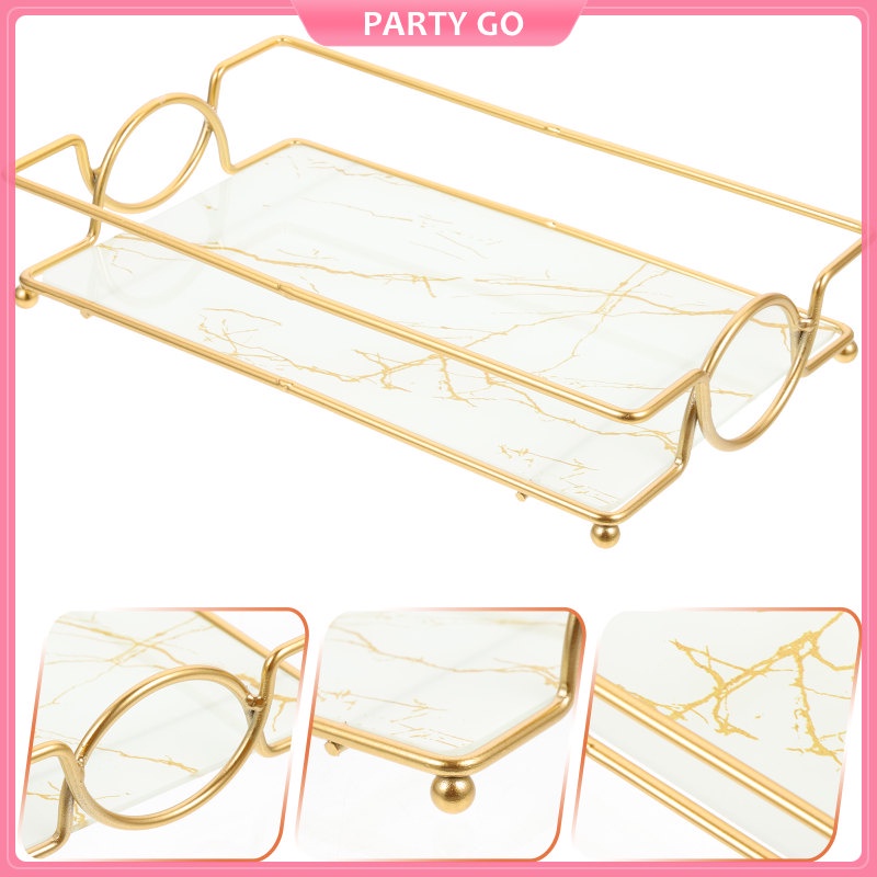 ♨Gold Tray Vanity Trays Bathroom Storage Trinket Ceramic Decor White