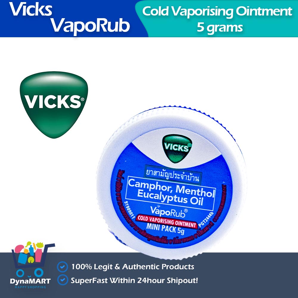 Authentic Vicks Vapo Rub Cold Vaporising Ointment 5g Mini Pack Camphor ...