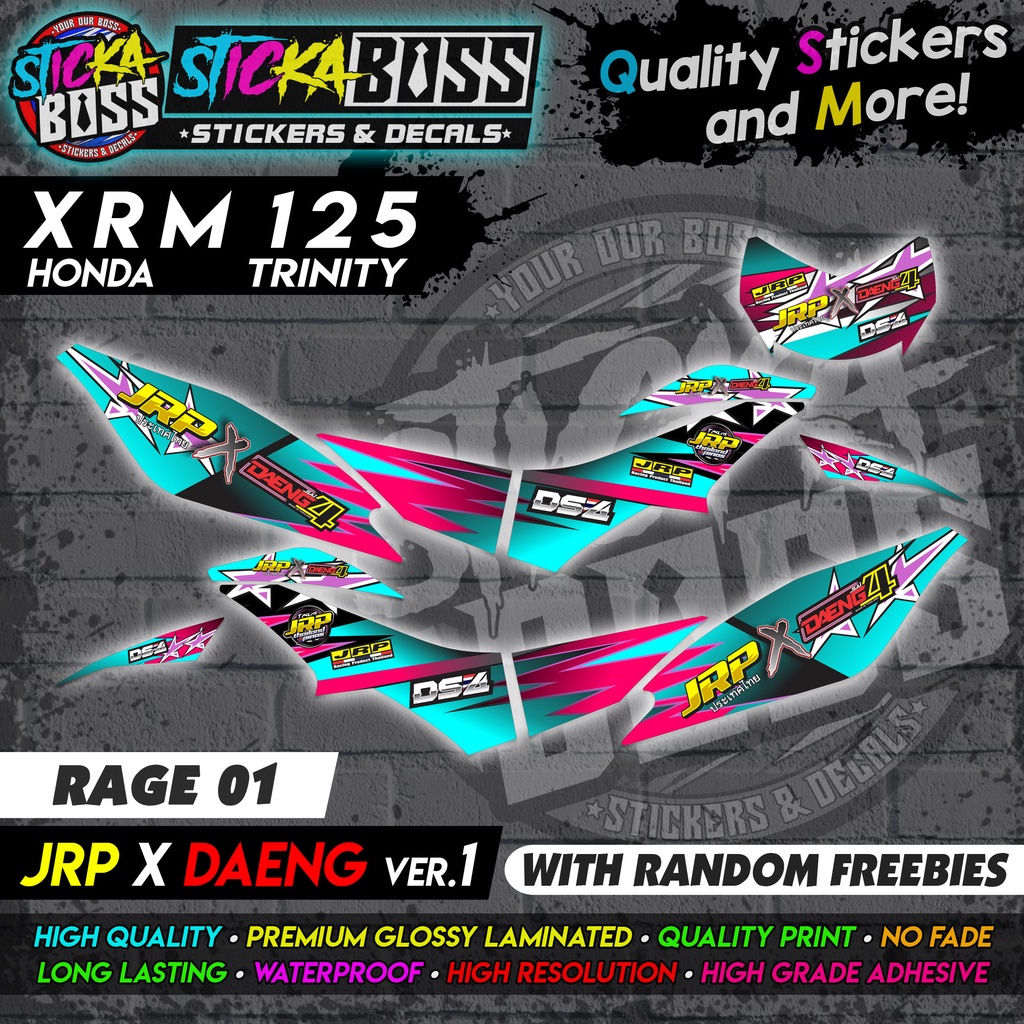 ┇XRM 125 TRINITY CARB DECALS - JRP x DAENG VER.1 (RAGE EDITION)【PREMIUM ...