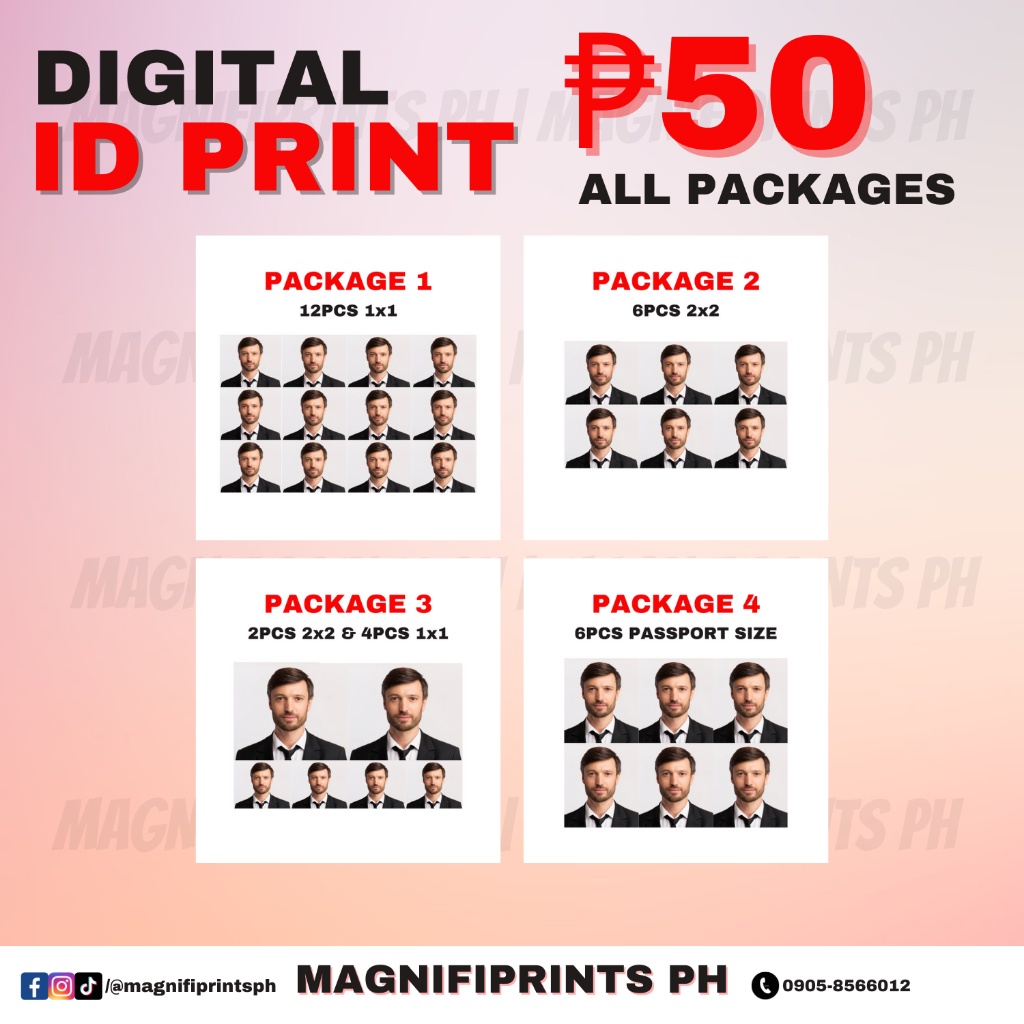 ๑ Digital Id Picture Print 1x1 2x2 And Passport Size Photo Printing Shopee Philippines 3458