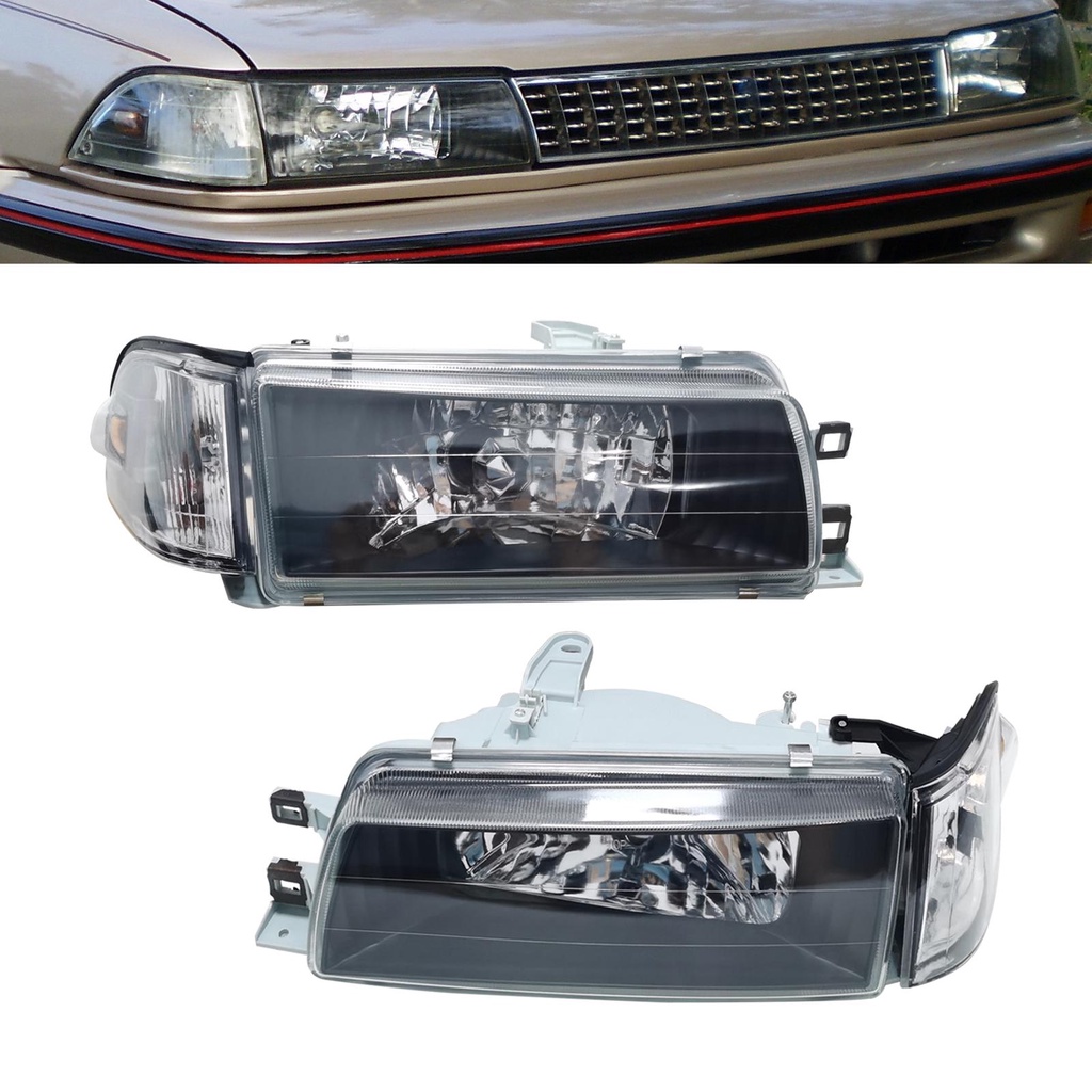 Ⓣhalogen Headlight Assembly For 1988 1992 Toyota Corolla Ae92 E90 Ee90