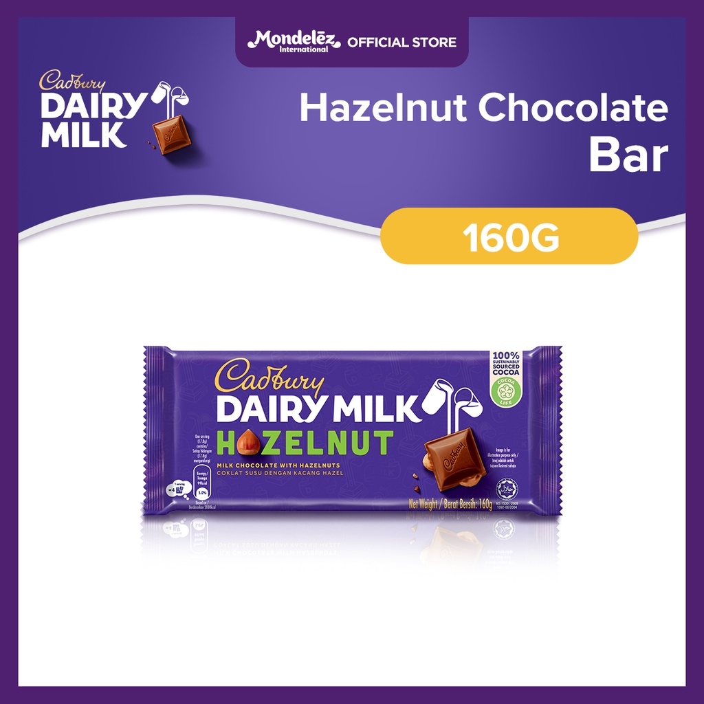 Cadbury Dairy Milk Chocolate Bar Hazelnut Chocolate 160g Smooth
