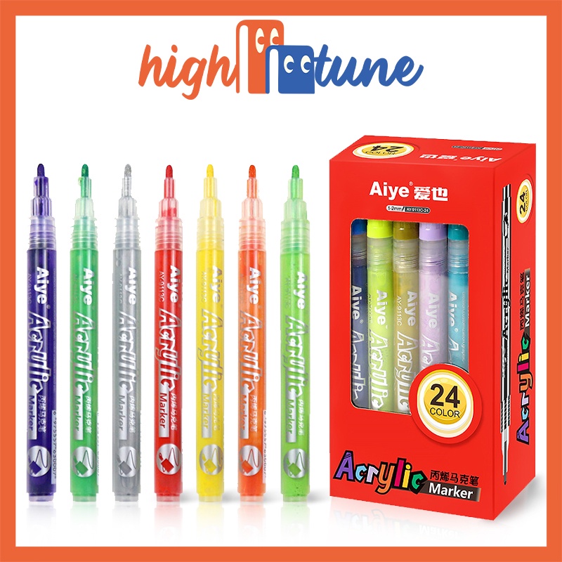 Hightune 12/18/24 Colors Acrylic Marker Pen Set Waterproof Highlighter