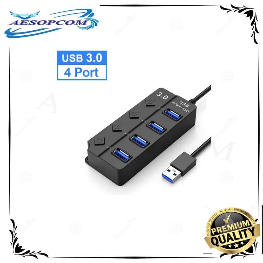 High Speed 4 Ports USB 3.0 HUB On/Off Switch | Shopee Philippines