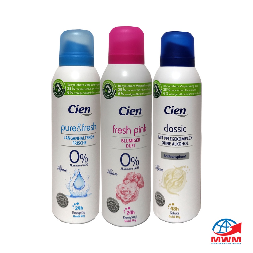 DEODORANT SPRAY FOR WOMEN IMPORTED CIEN FRESH PINK, CLASSIC, PURE