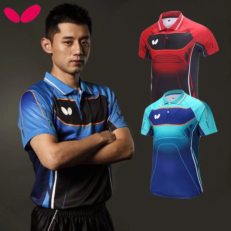 Butterfly table tennis clothing men and women quickdrying lapel sports