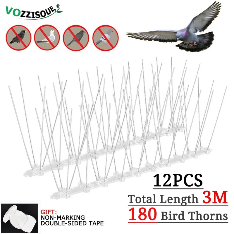 J0B1 12PCS Balcony Antibird Pigeon Spikes and Bird Repeller Deterrent