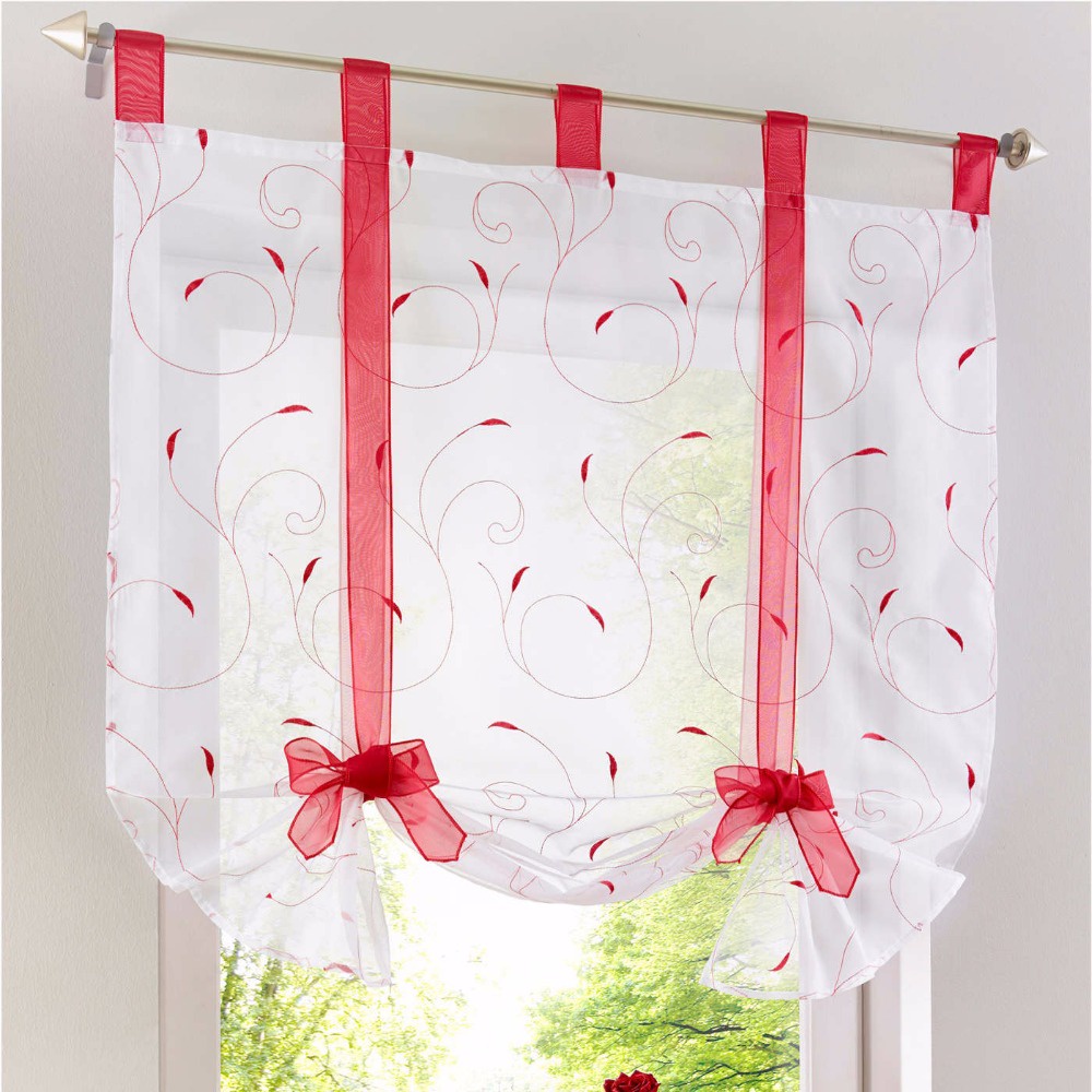 8OIX Roman Window Shades Sheers Gauzes Curtain Valances with Leaf ...