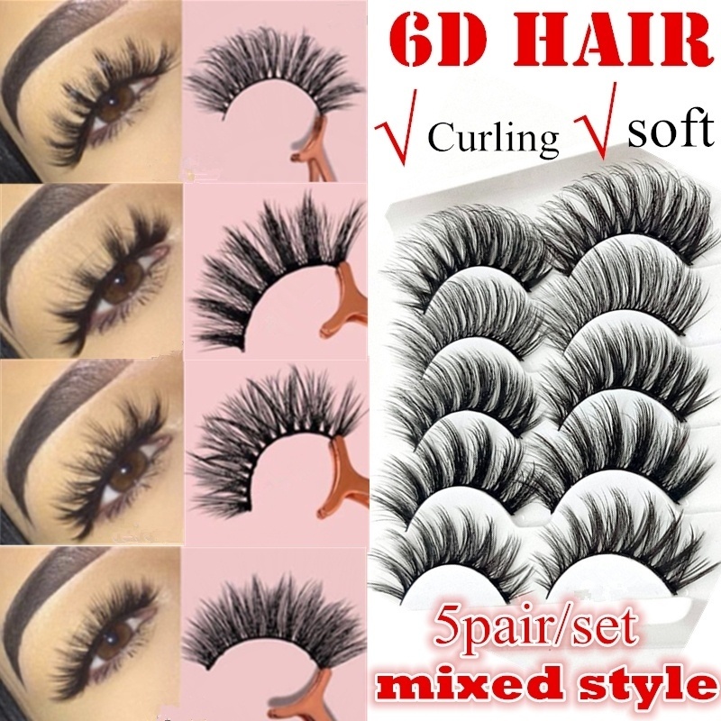 5 Pairs Multipack 6D Mink False Eyelashes Natural Makeup Lash Extension