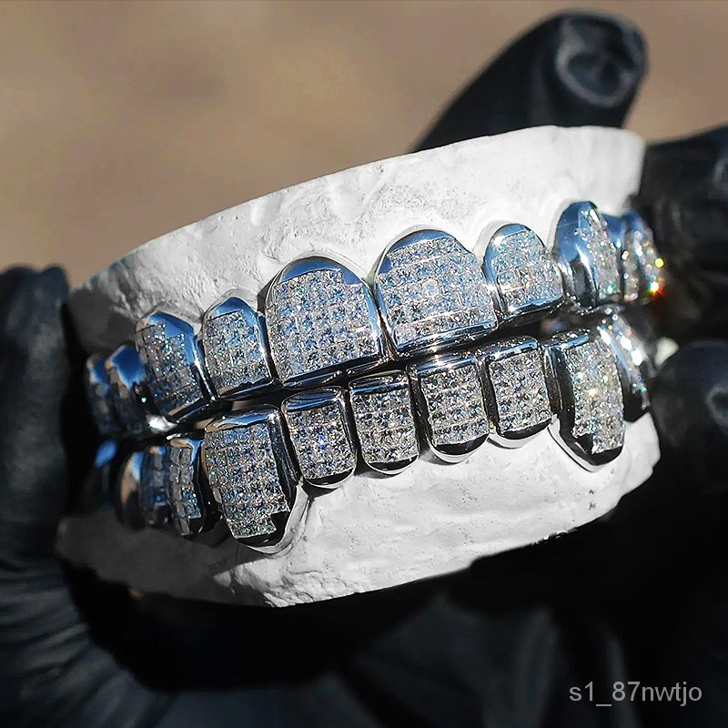 Custom Top Grillz Teeth Custom 8 Top & 8 Bottom Pass Diamond Moissanite