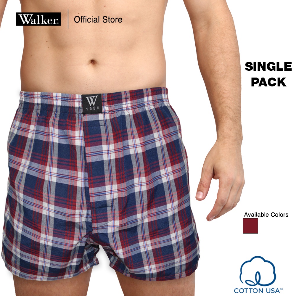 Walker Boxer Checkered Shorts Basic Cotton Comfort (Single Pack
